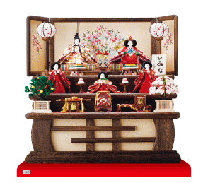 京十番親王芥子官女付焼桐三段飾りセット 